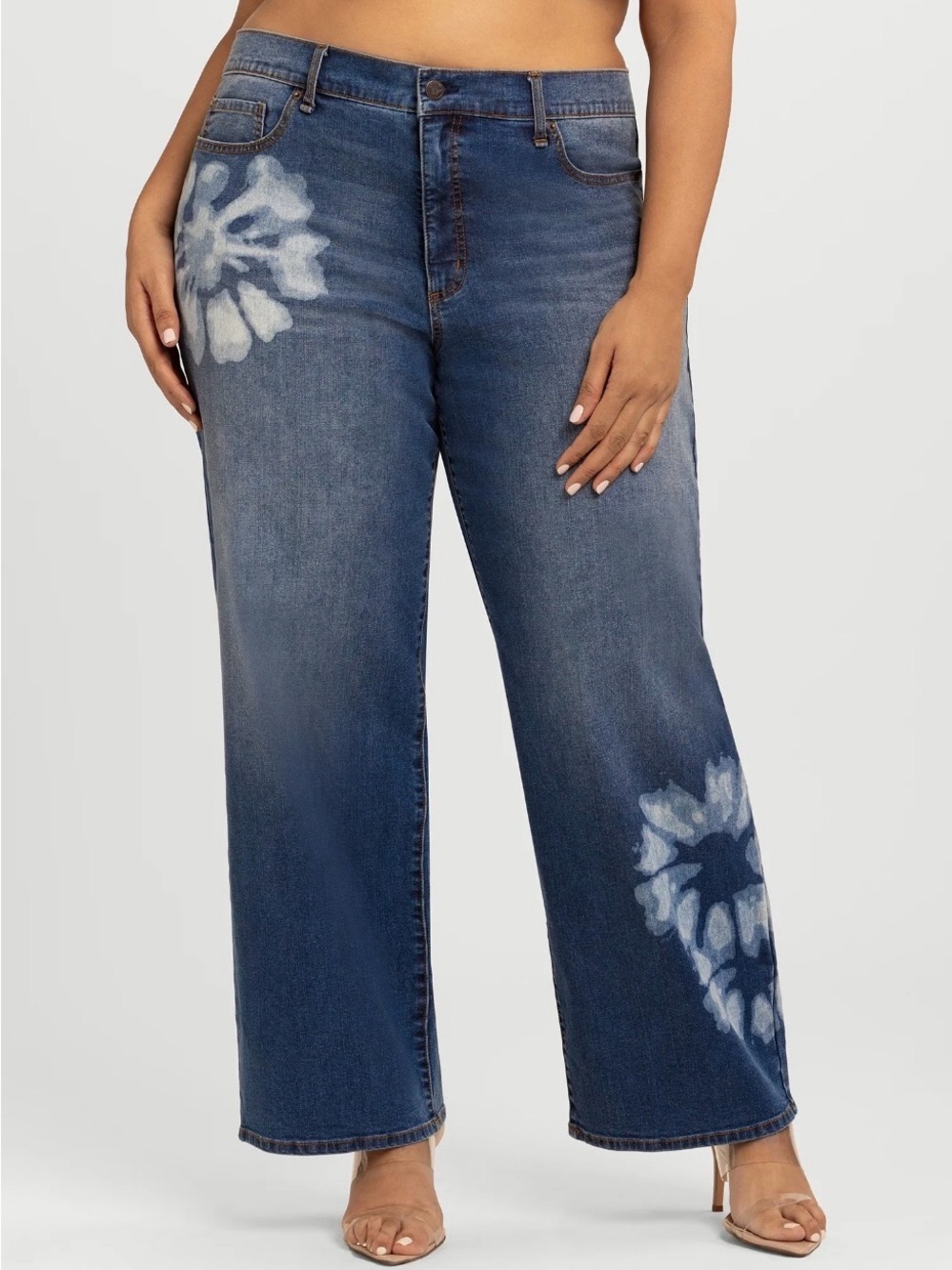 NWT Jessica Simpson Mid-Rise Relaxed Straight-Leg Jeans White Print size: 10 - Picture 8 of 8